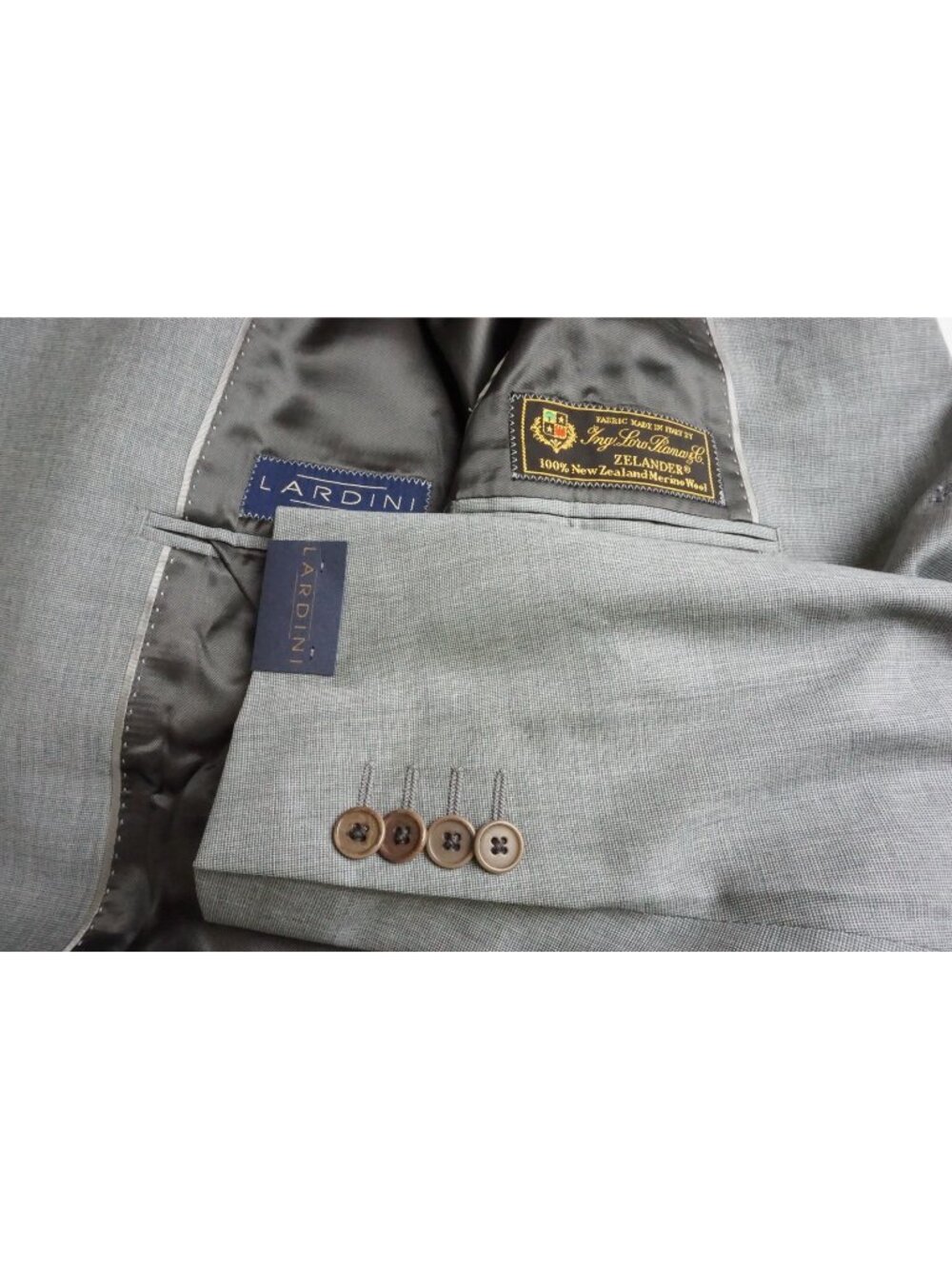 Lardini Gray Woven Loro Piana Merino Wool 2 Pc Suit Jacket Pants Sz 42R NEW